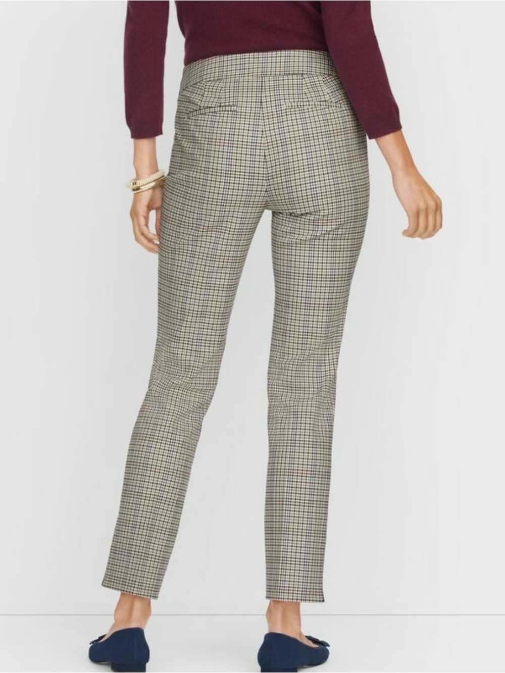 Talbots Chatham Ankle Tan/ Black Plaid Pants - Picture 2 of 11